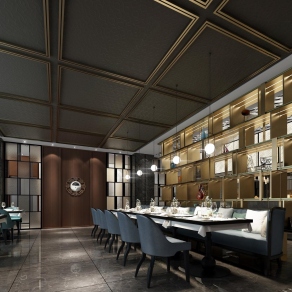 现代自助餐厅3D模型下载